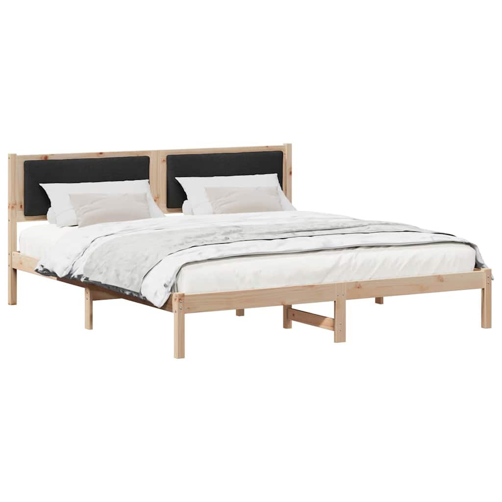Estrutura da cama preto 180 x 200 cm madeira de pinheiro sólida