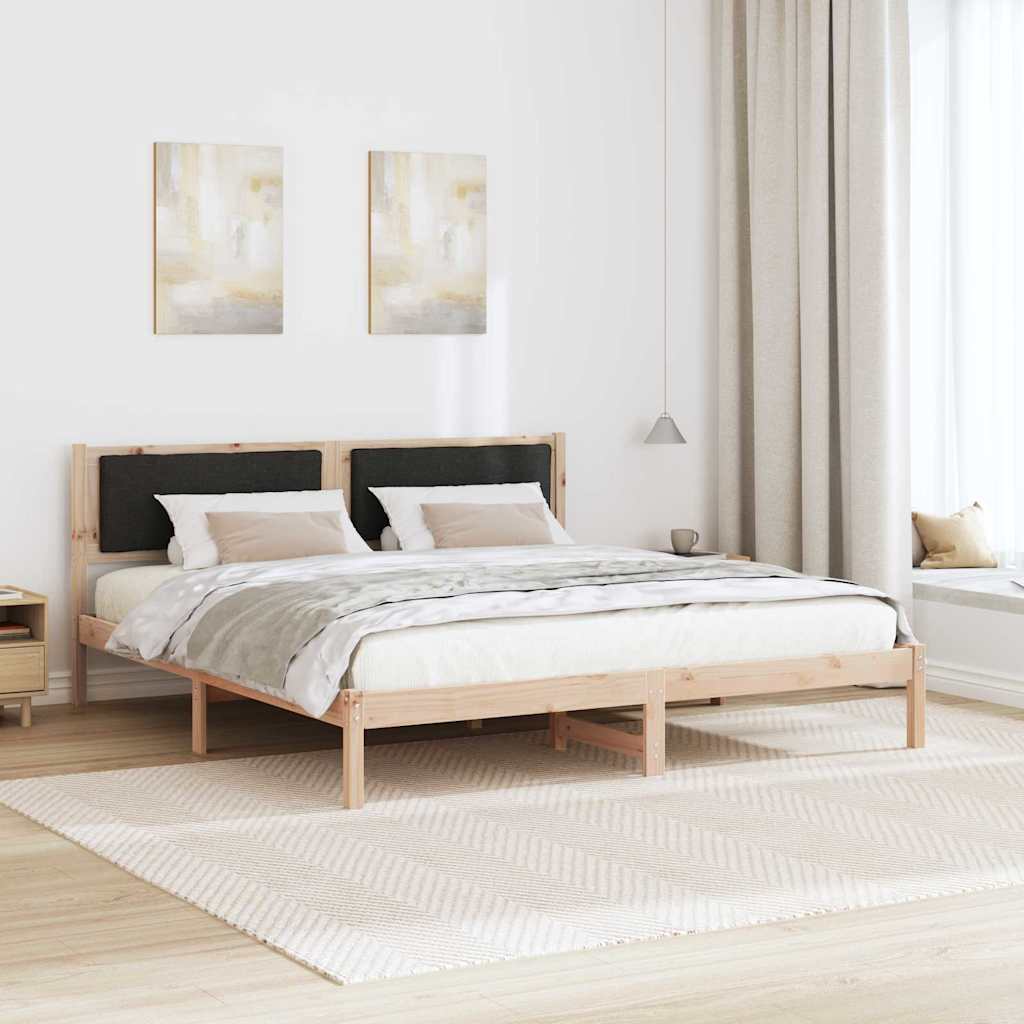 Estrutura da cama preto 180 x 200 cm madeira de pinheiro sólida