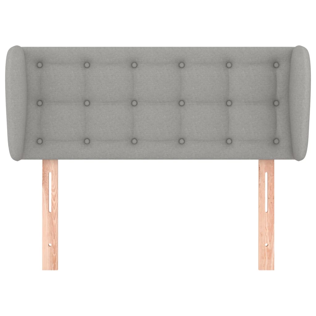 Cabeceira de cama c/ abas tecido 103x23x78/88 cm cinzento-claro