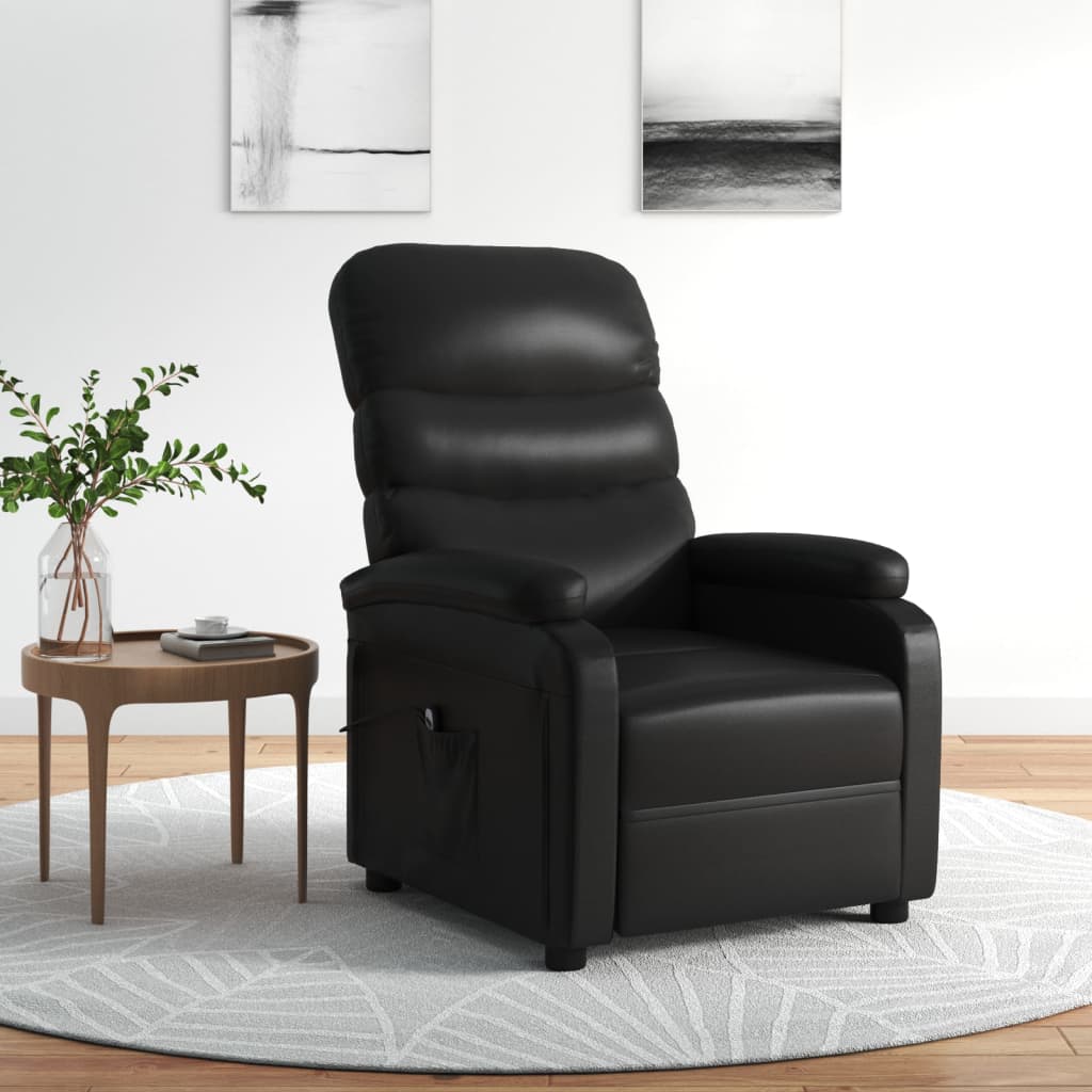 Poltrona reclinável elétrica couro artificial preto