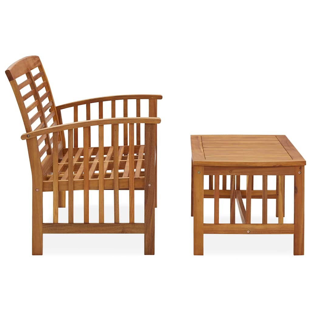 2 Pcs conjunto lounge de jardim madeira de acácia maciça