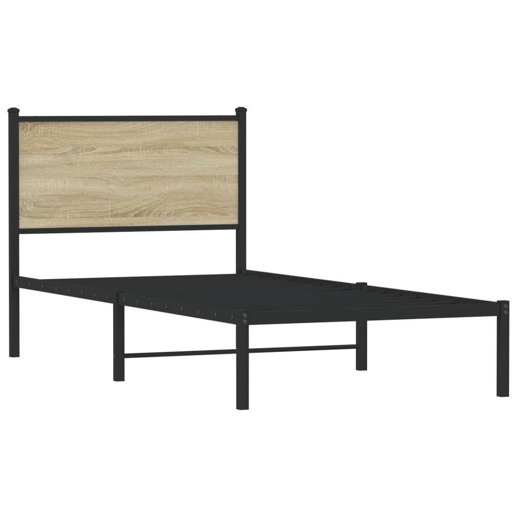 Estrutura de cama sem colchão 80x200 cm metal carvalho sonoma