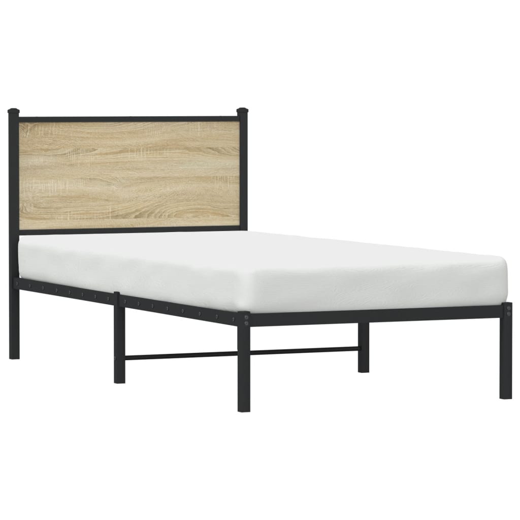 Estrutura de cama sem colchão 80x200 cm metal carvalho sonoma