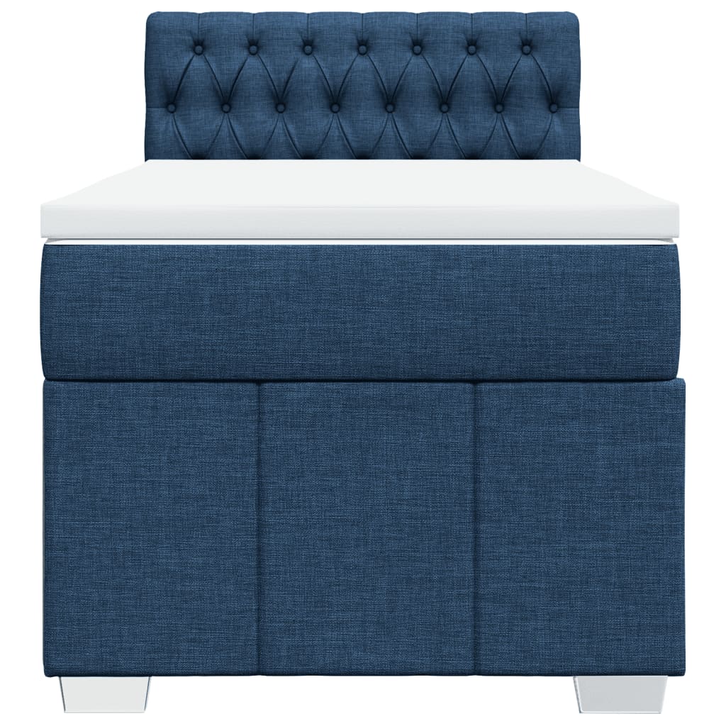 Cama com molas/colchão 100x200 cm tecido azul