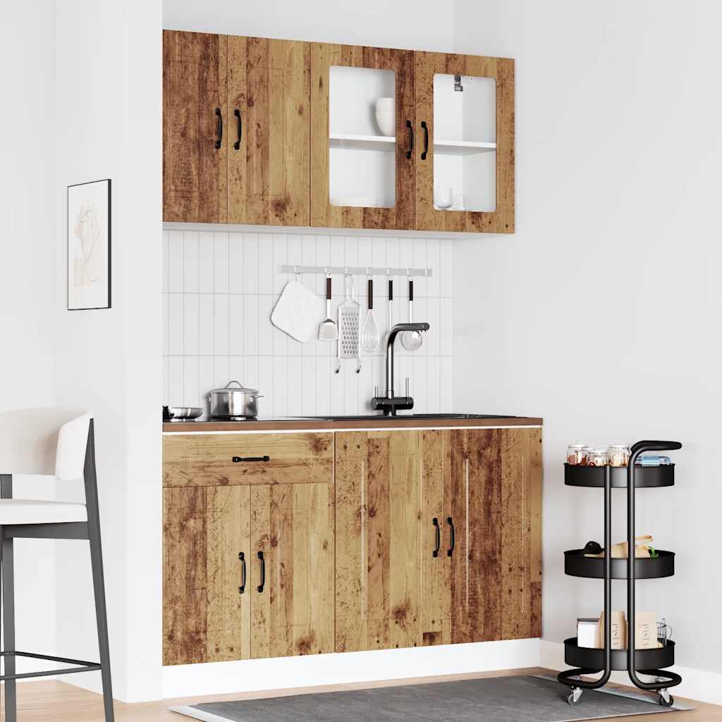 4 Peças armário de cozinha conjunto kalmar madeira velha
