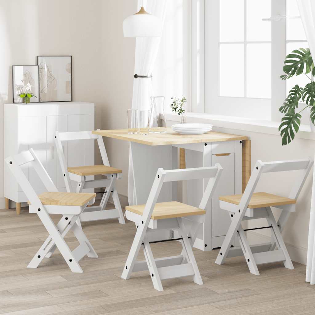 Cadeiras de jantar dobráveis 4 pcs corona pinho maciço branco