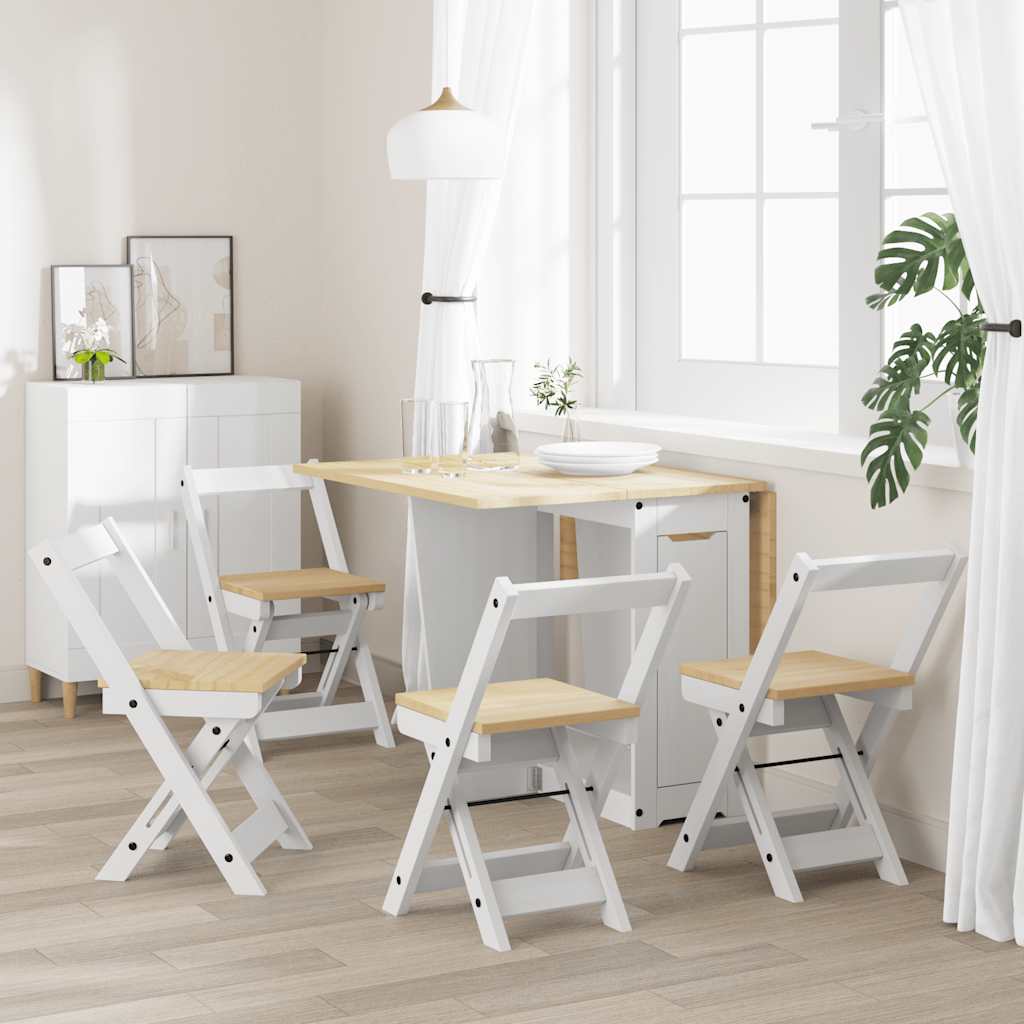 Cadeiras de jantar dobráveis 4 pcs corona pinho maciço branco