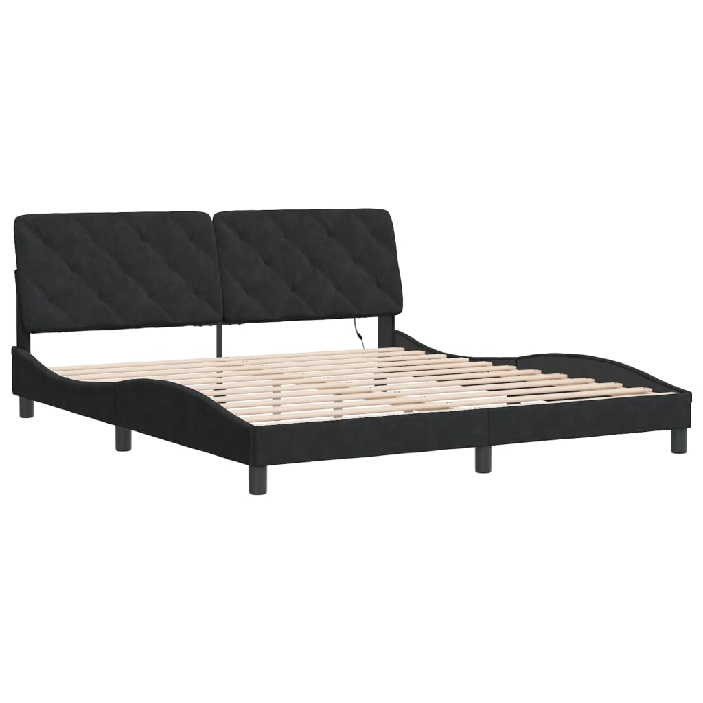 Estrutura de cama com LED sem colchão 180x200 cm veludo preto