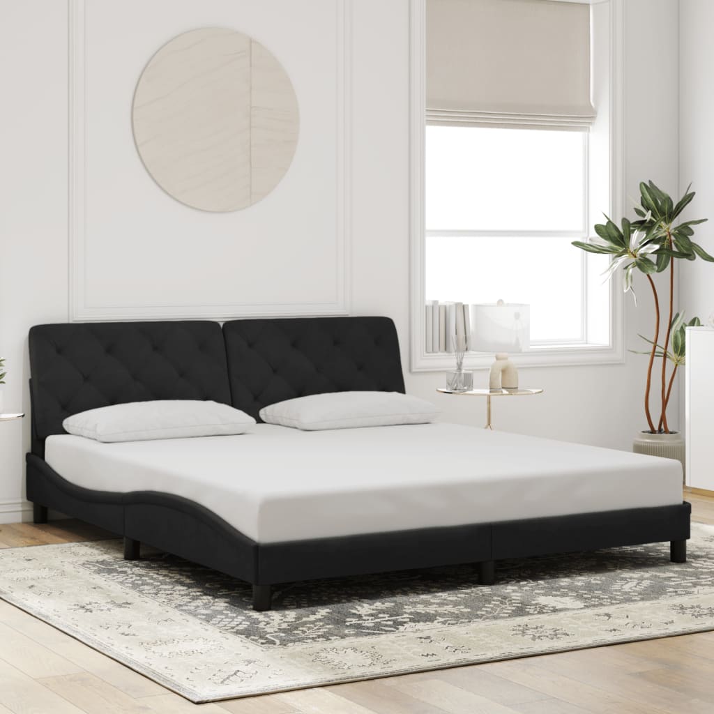 Estrutura de cama com LED sem colchão 180x200 cm veludo preto