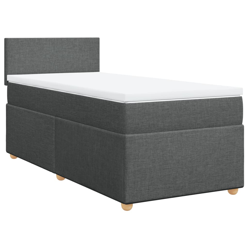 Cama com molas/colchão 100x200 cm tecido cinza-escuro