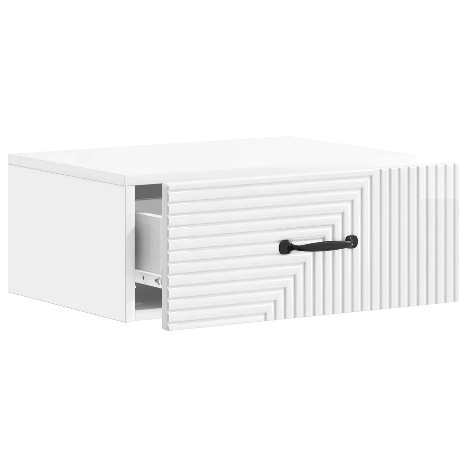 Gabinete de canto montado na parede com gaveta branco brilhante