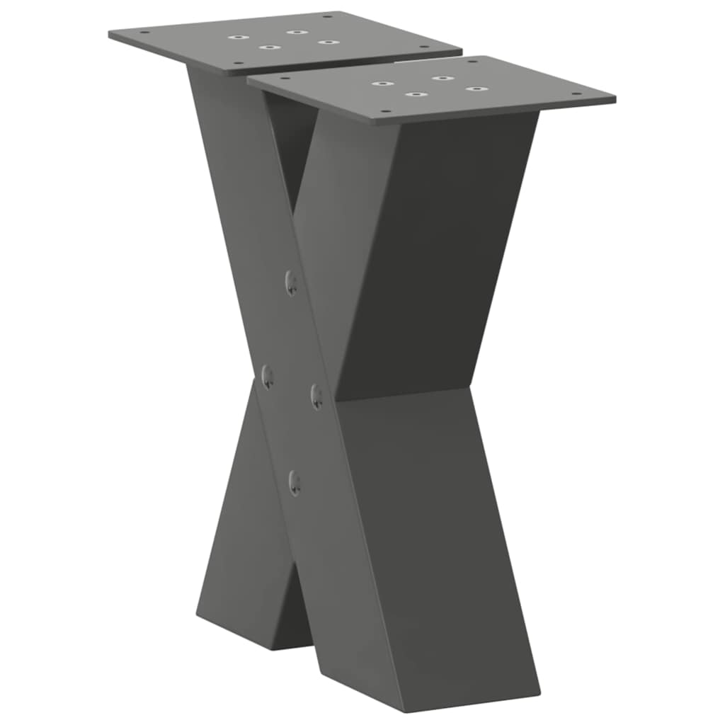 Pés para mesa de centro em formato de x, 2 peças, antracite, 40x(30-31) cm, aço