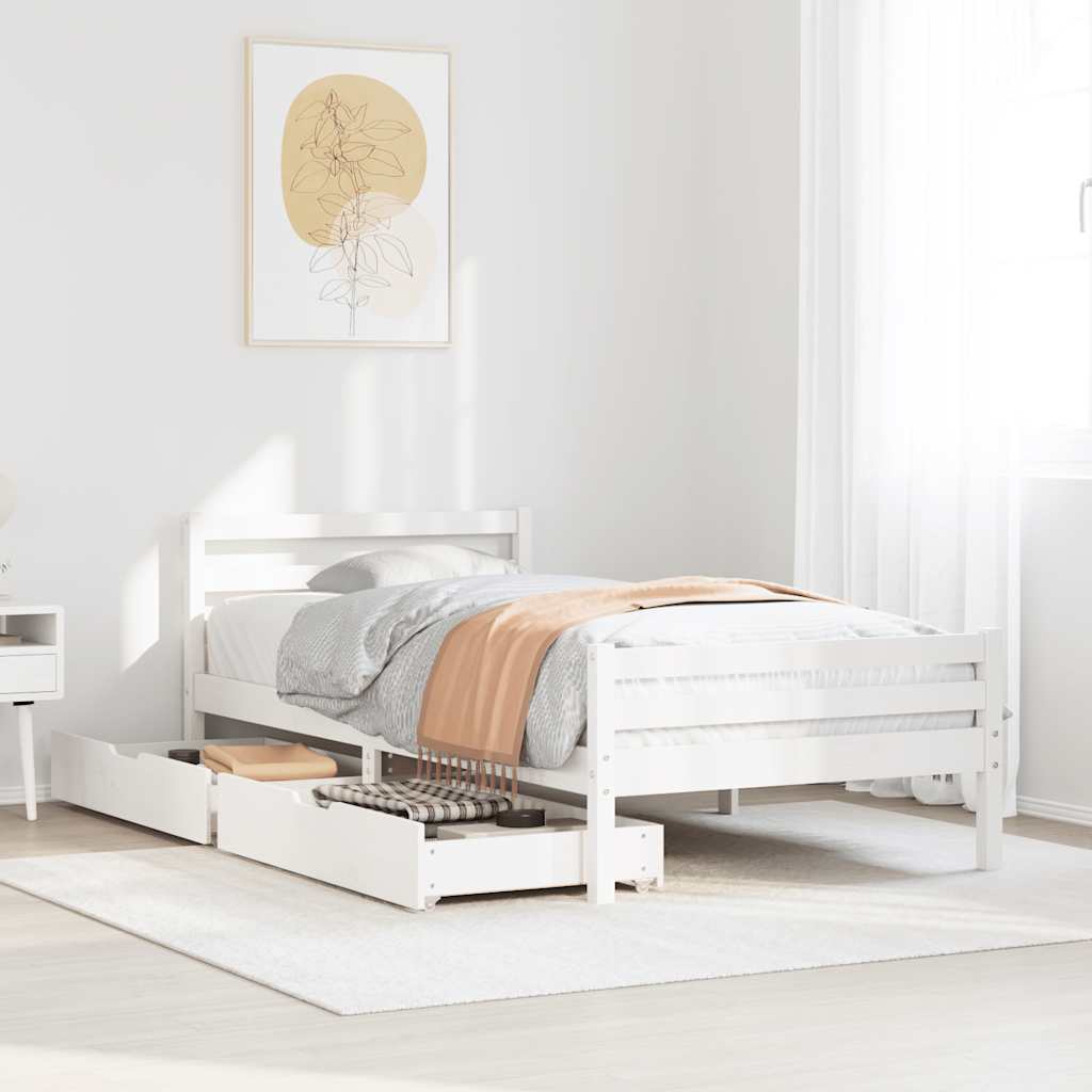 Cama sem colchão 100x200 cm madeira de pinho maciça branco