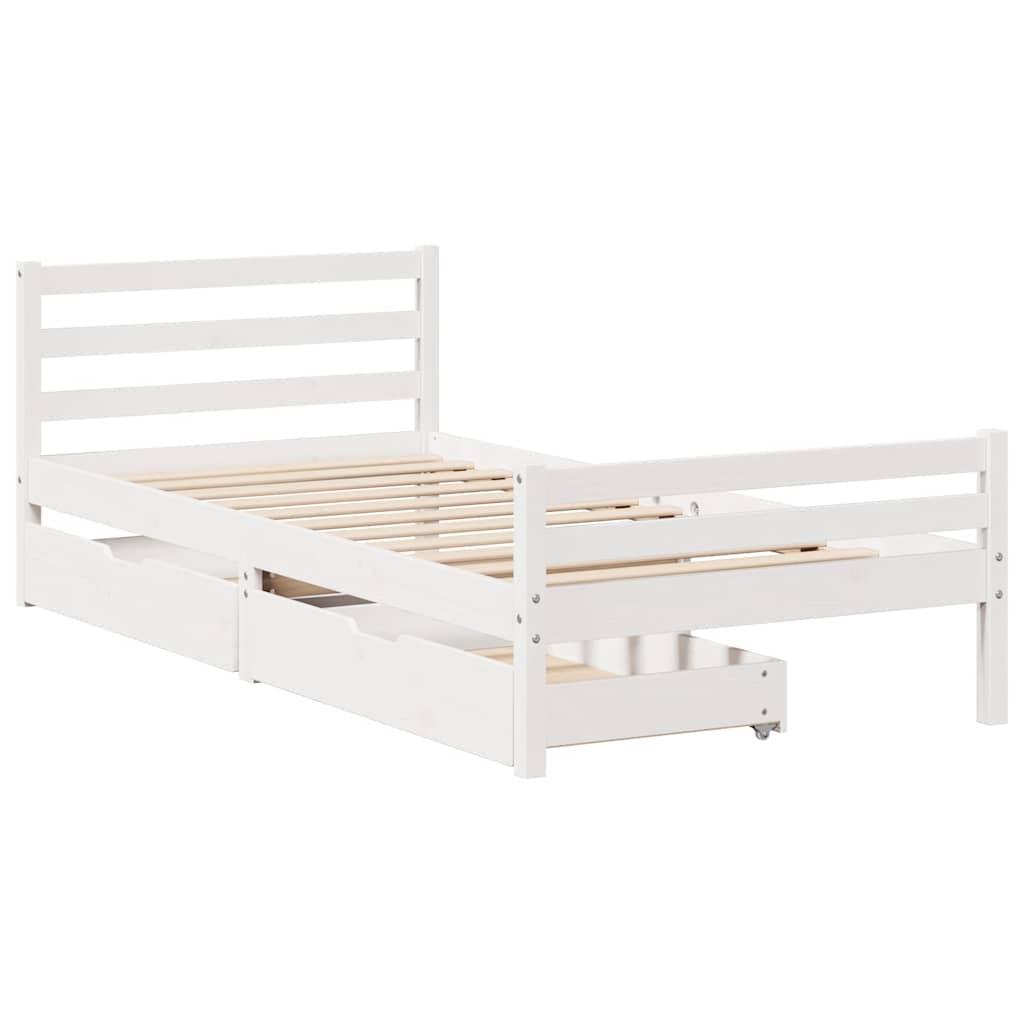 Cama sem colchão 100x200 cm madeira de pinho maciça branco
