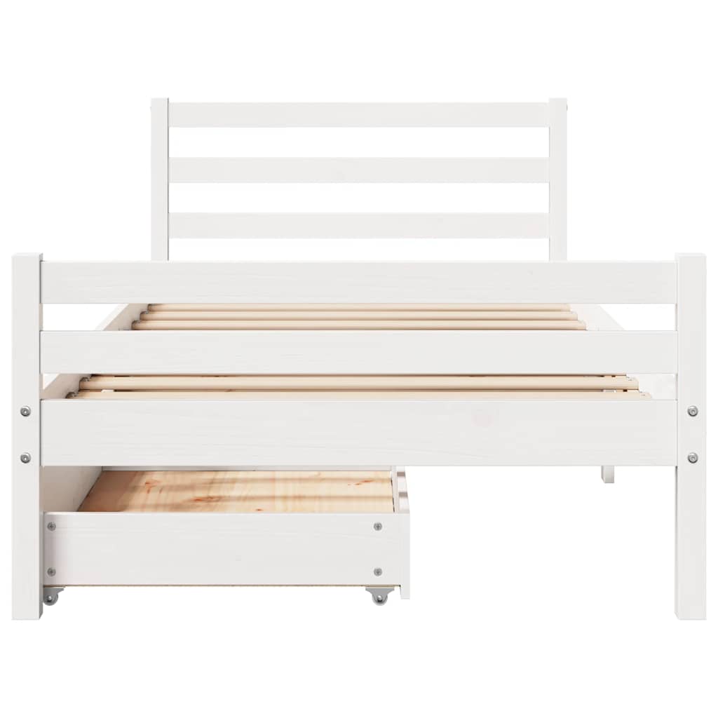 Cama sem colchão 100x200 cm madeira de pinho maciça branco