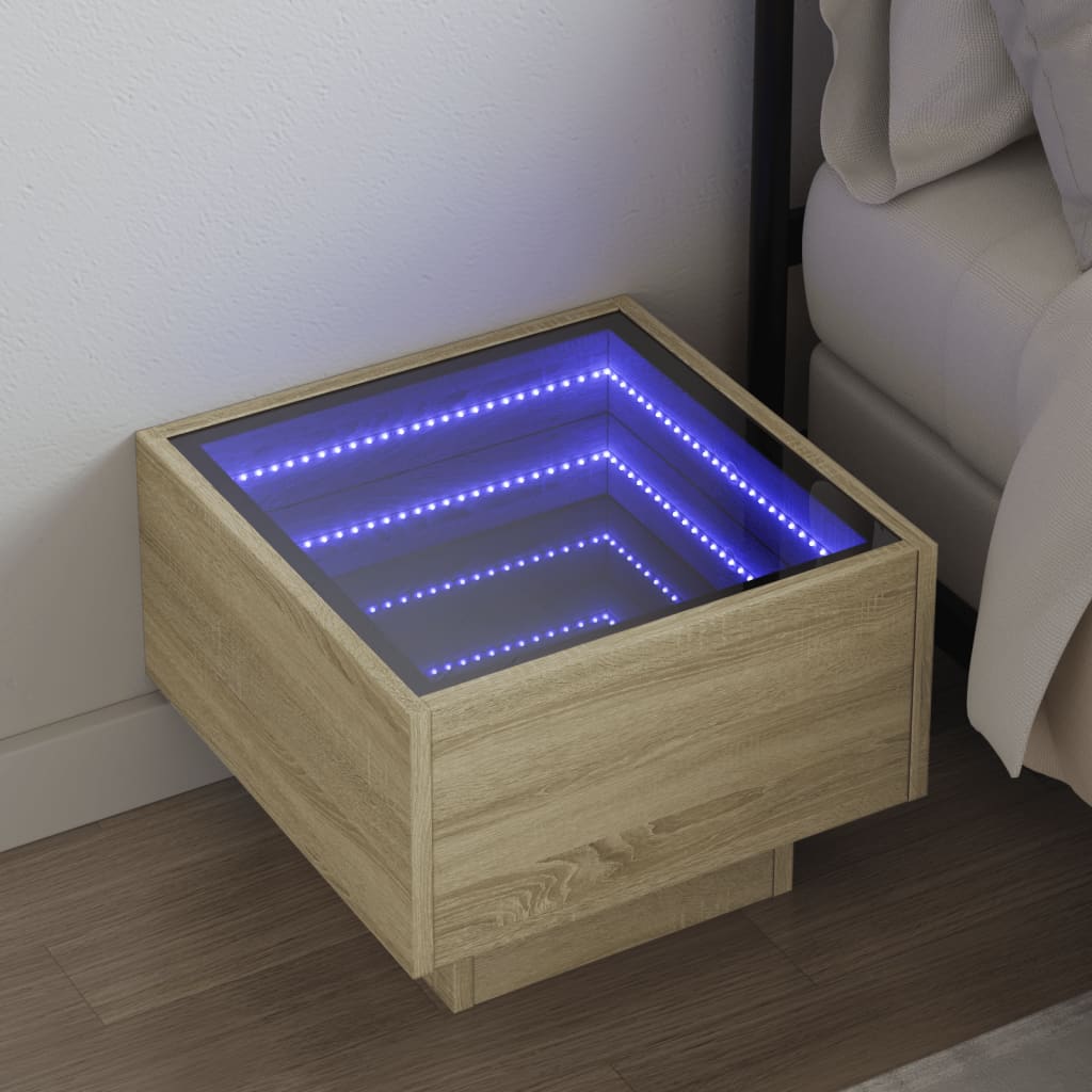 Mesa de cabeceira c/ LED infinity 40x40x30 cm carvalho sonoma