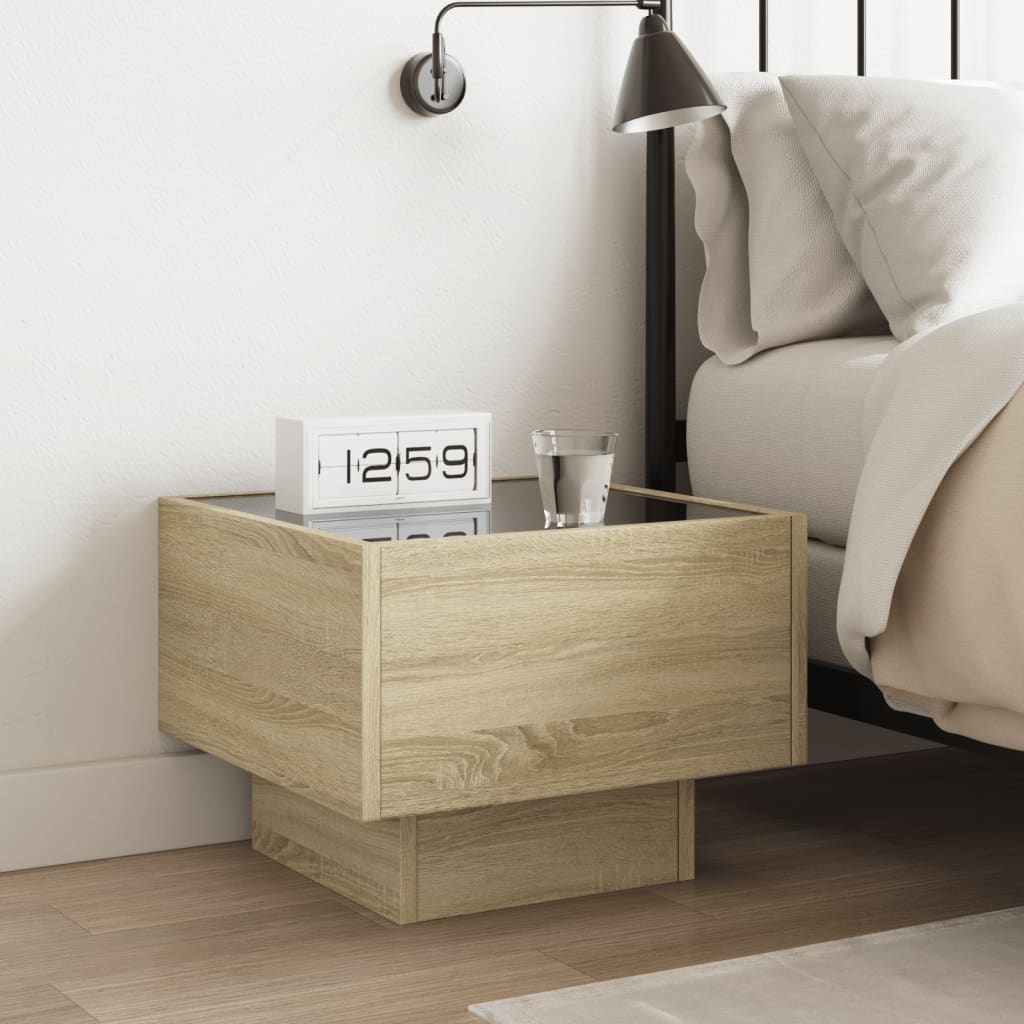 Mesa de cabeceira c/ LED infinity 40x40x30 cm carvalho sonoma