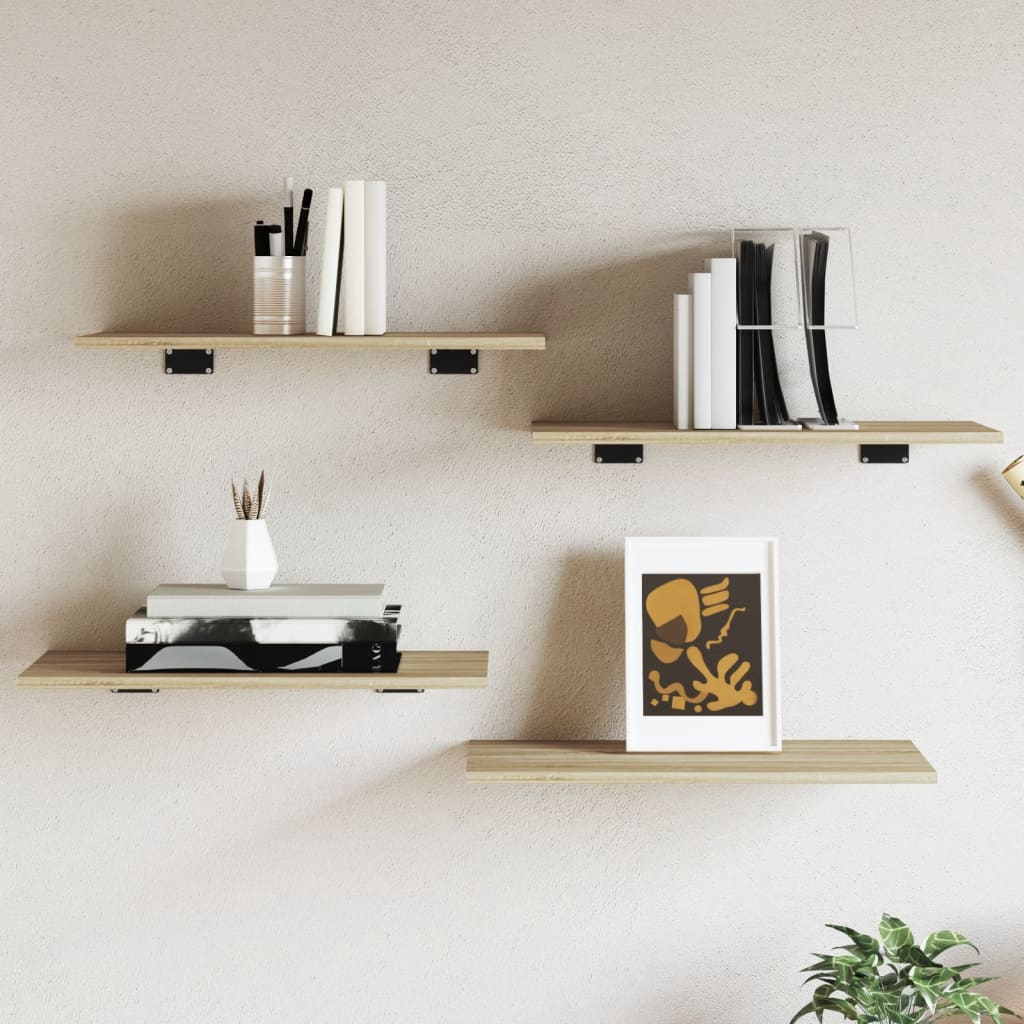Prateleiras estante 4pcs 60x30x1,5cm contraplacado cor carvalho