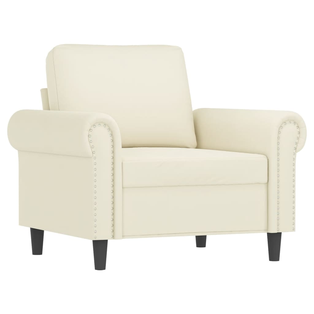 3 Pcs conjunto de sofás com almofadões veludo cor creme