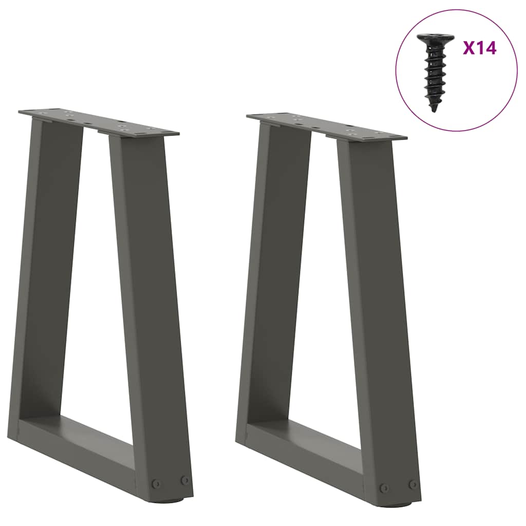 Pés para mesa de centro em v, 2 peças, antracite, 38x(42-43,3) cm, aço
