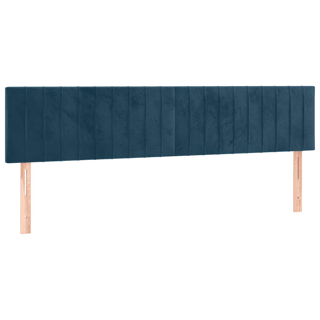 Cabeceira de cama c/ luzes LED veludo 180x5x78/88cm azul-escuro