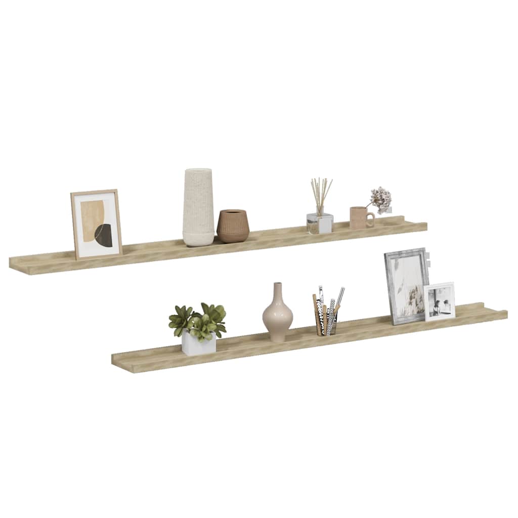 Prateleiras de parede 2 pcs 115x9x3 cm carvalho sonoma