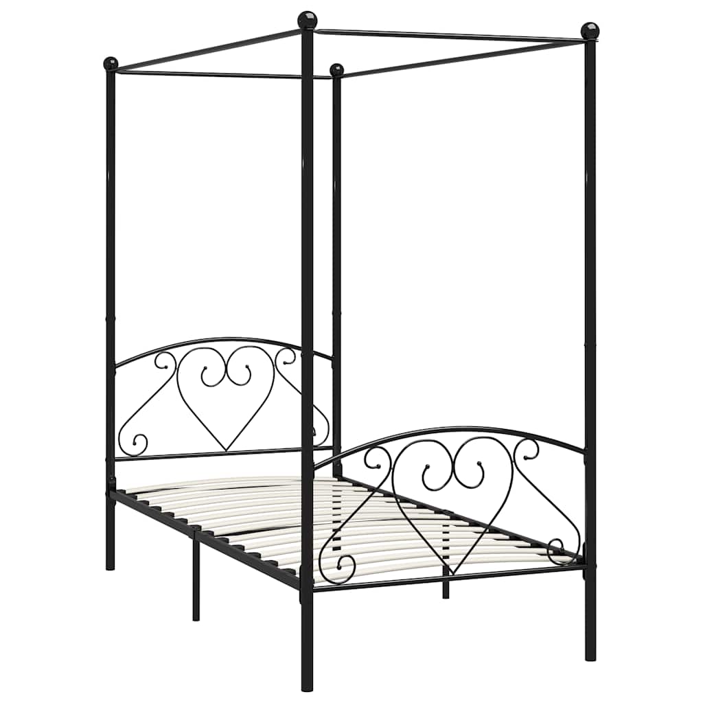Estrutura de cama com dossel 100x200 cm metal preto