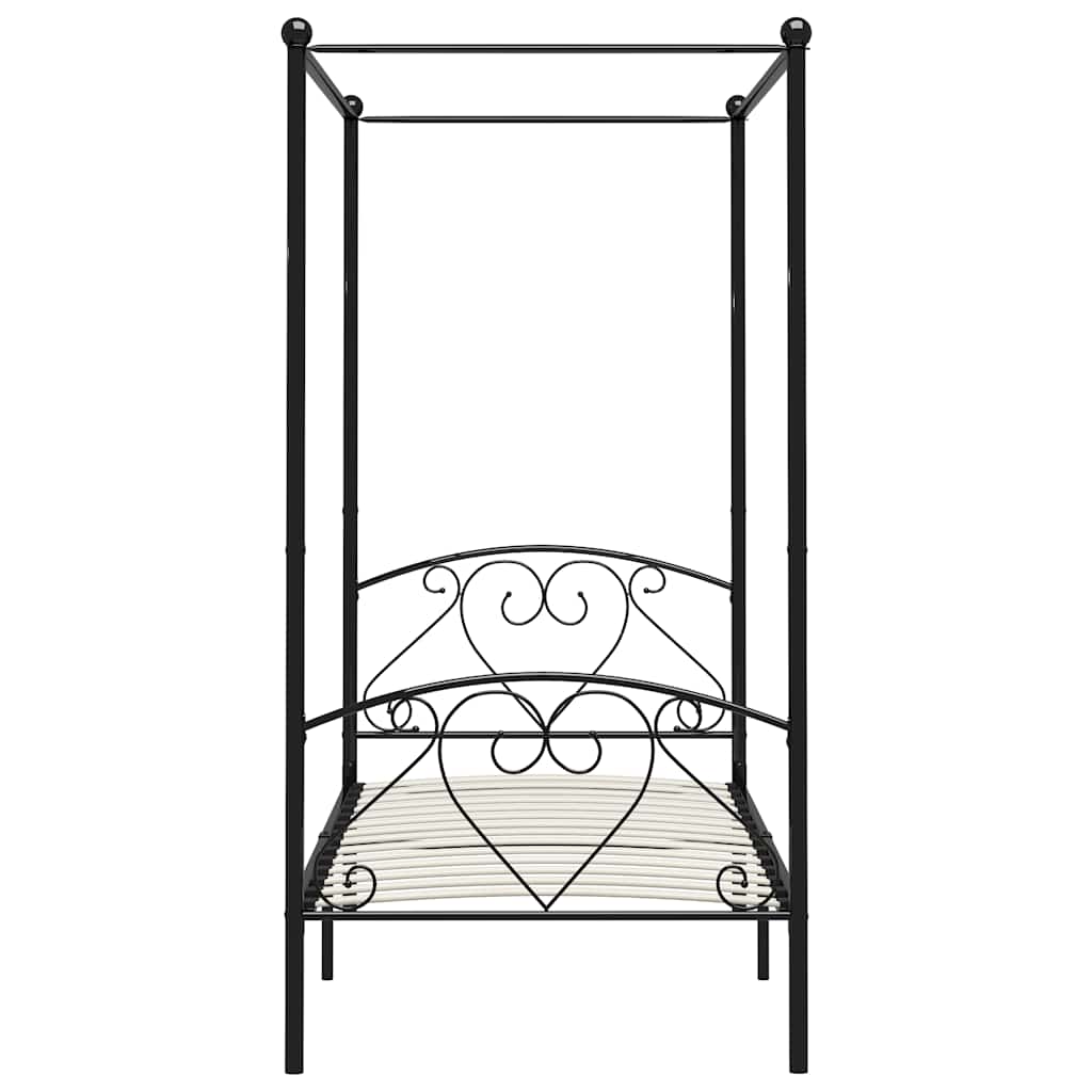 Estrutura de cama com dossel 100x200 cm metal preto