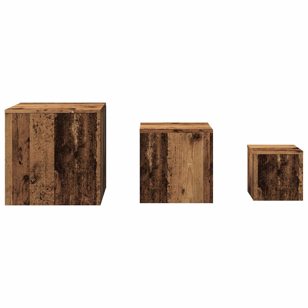 Mesas de apoio 3 pcs derivados de madeira madeira velha