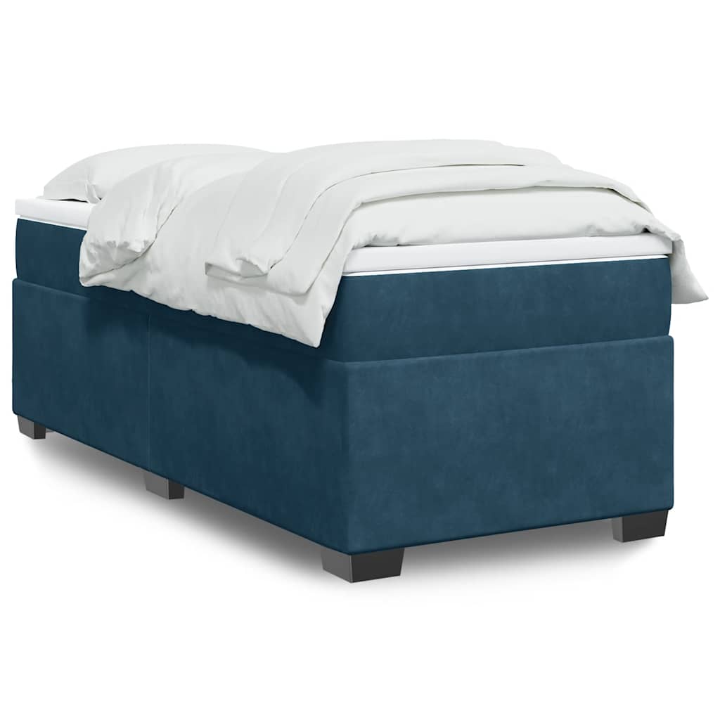 Cama com molas/colchão 100x200 cm veludo azul-escuro
