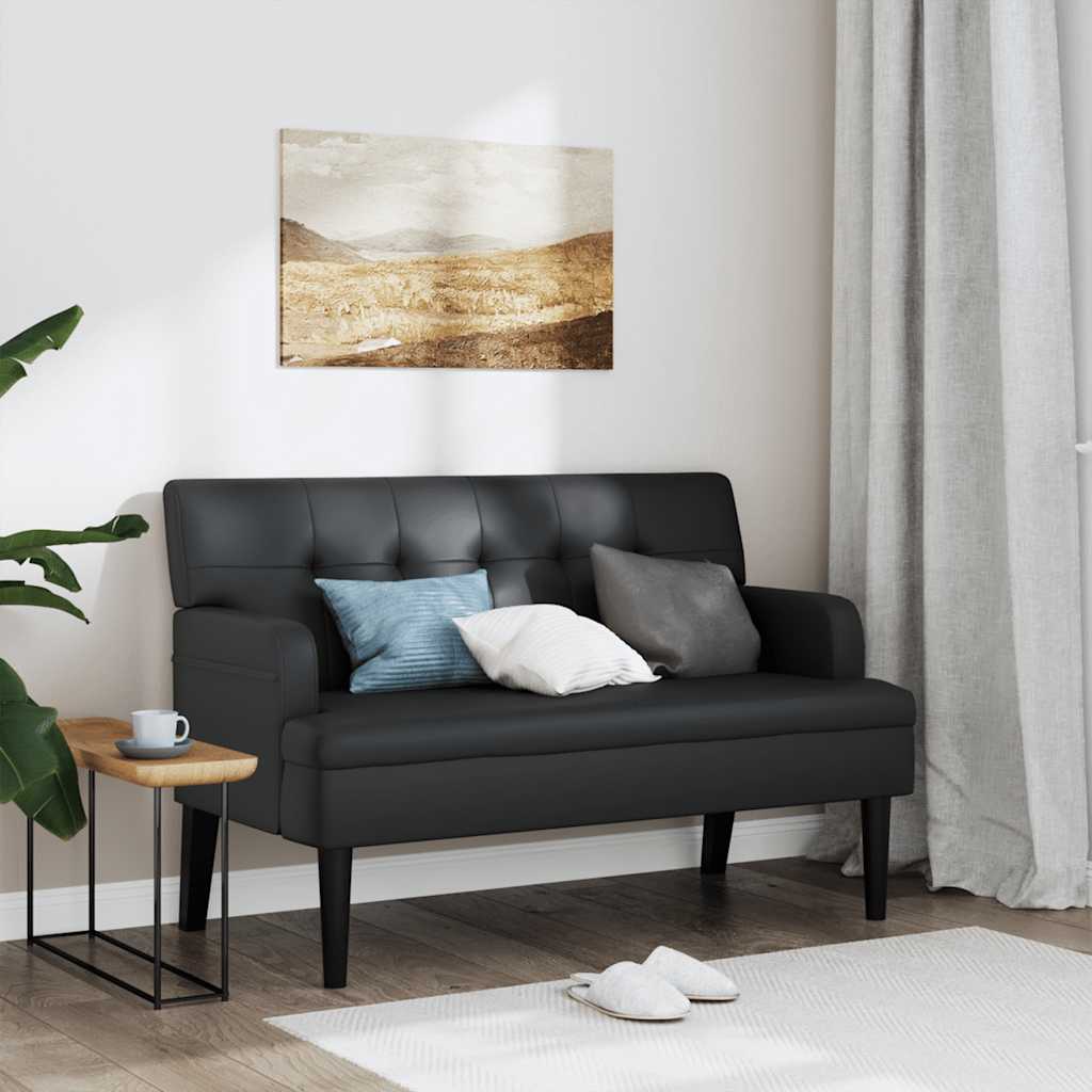 Banco com encosto preto 112x65,5x75 cm couro sintético