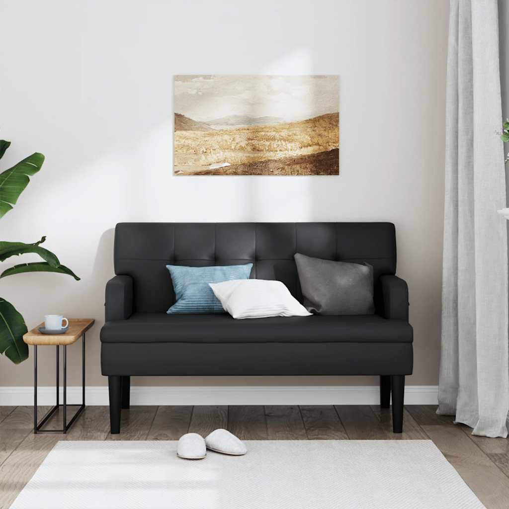 Banco com encosto preto 112x65,5x75 cm couro sintético