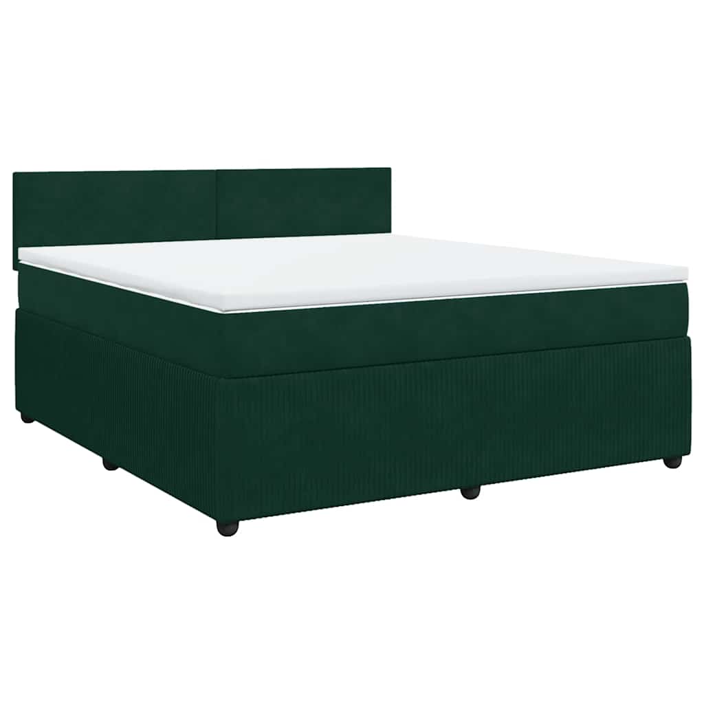 Cama com molas/colchão 180x200 cm veludo verde-escuro