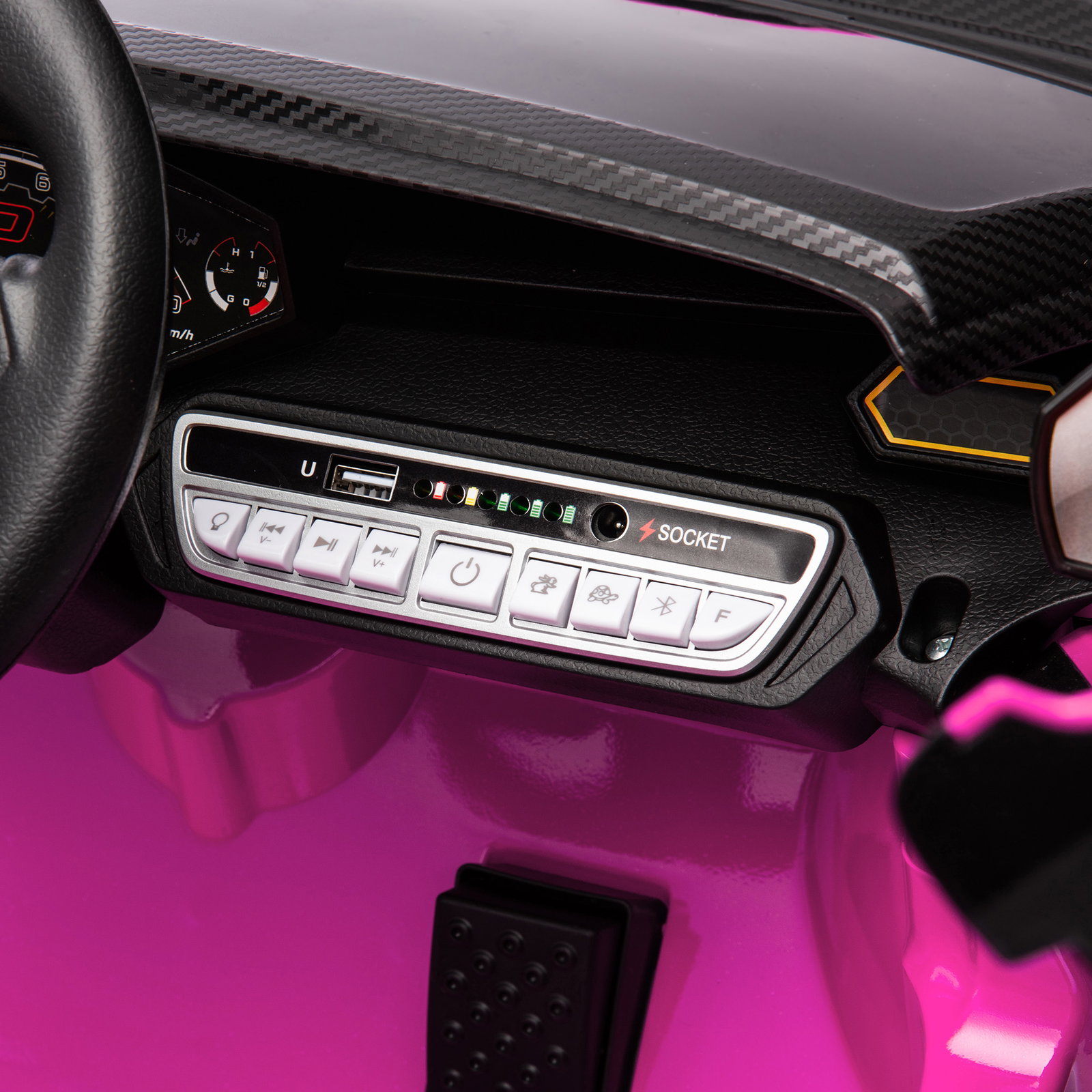 Carro elétrico para crianças lamborghini 12v controlo remoto faróis buzina arranque lento e música mp3 114,5x64x45,5 cm rosa