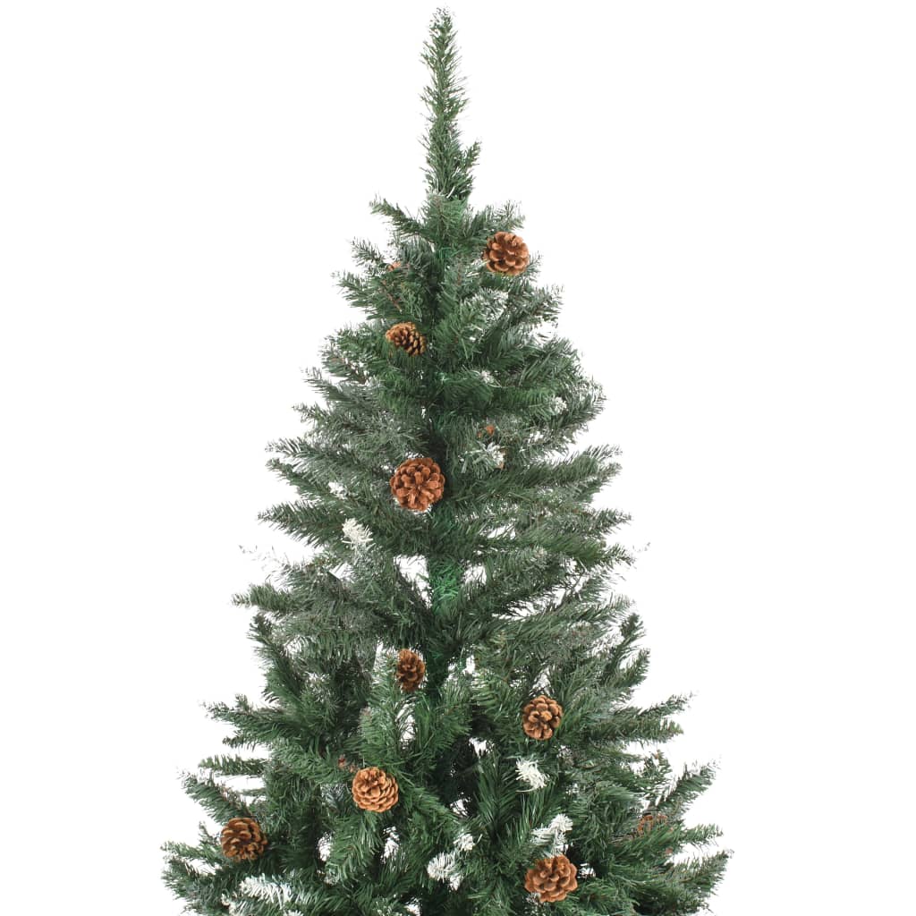 Árvore de natal artificial com pinhas e brilho branco 210 cm
