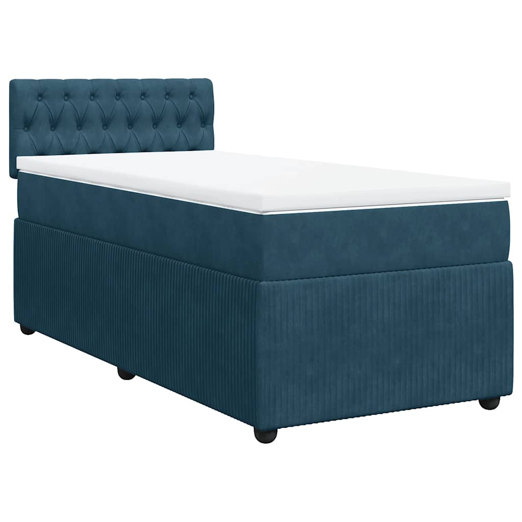 Cama boxspring com colchão 80x200 cm veludo azul
