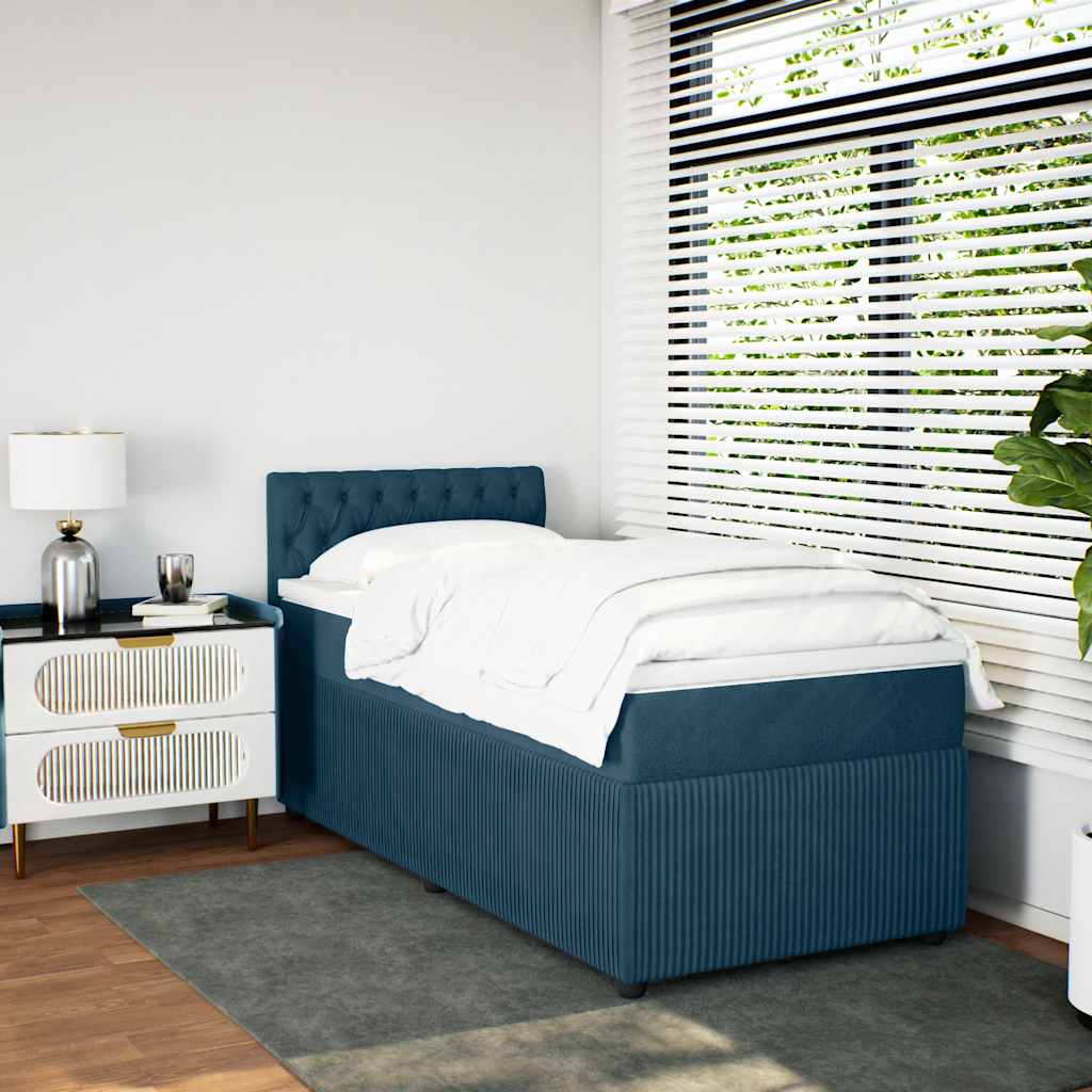 Cama boxspring com colchão 80x200 cm veludo azul
