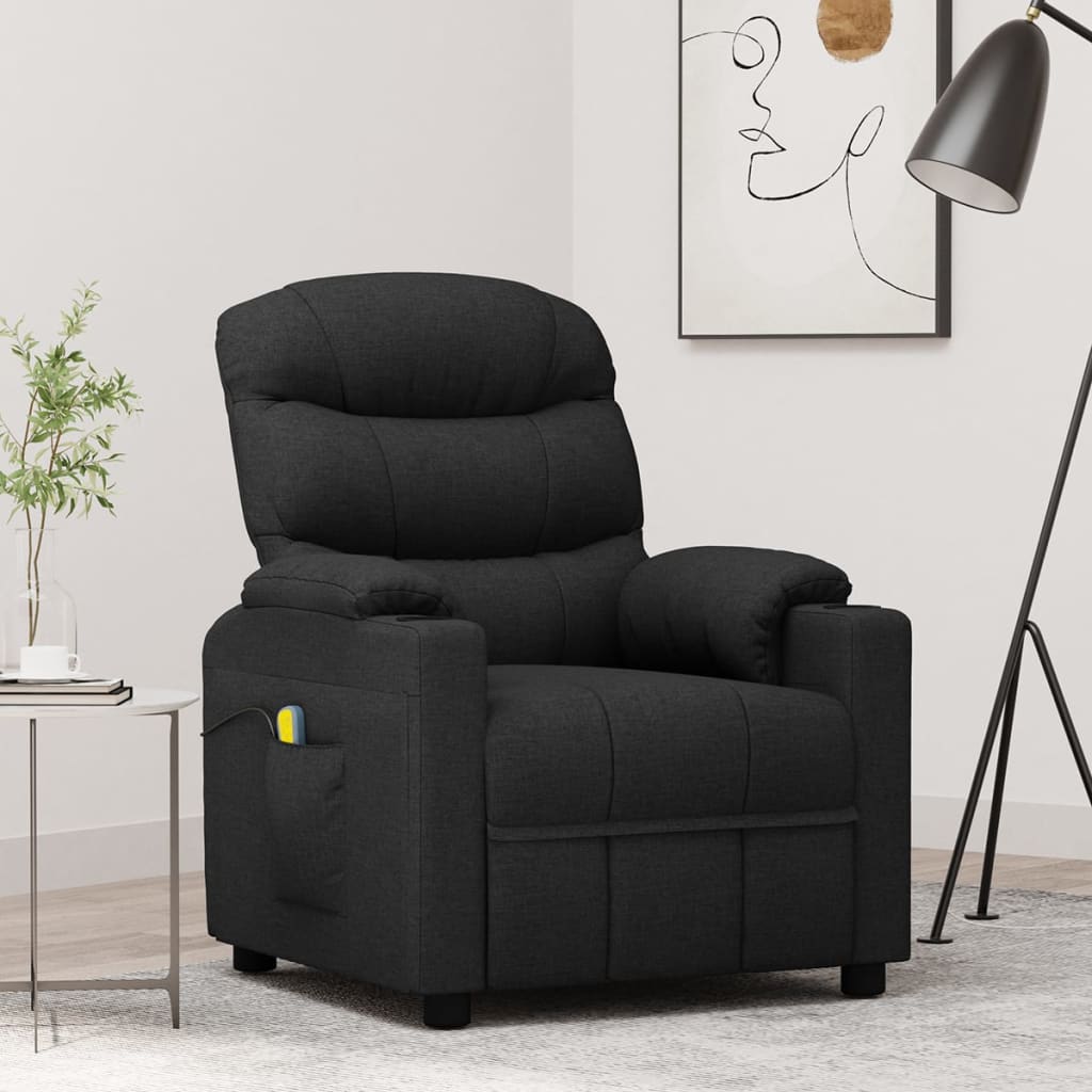 Poltrona de massagens reclinável tecido preto