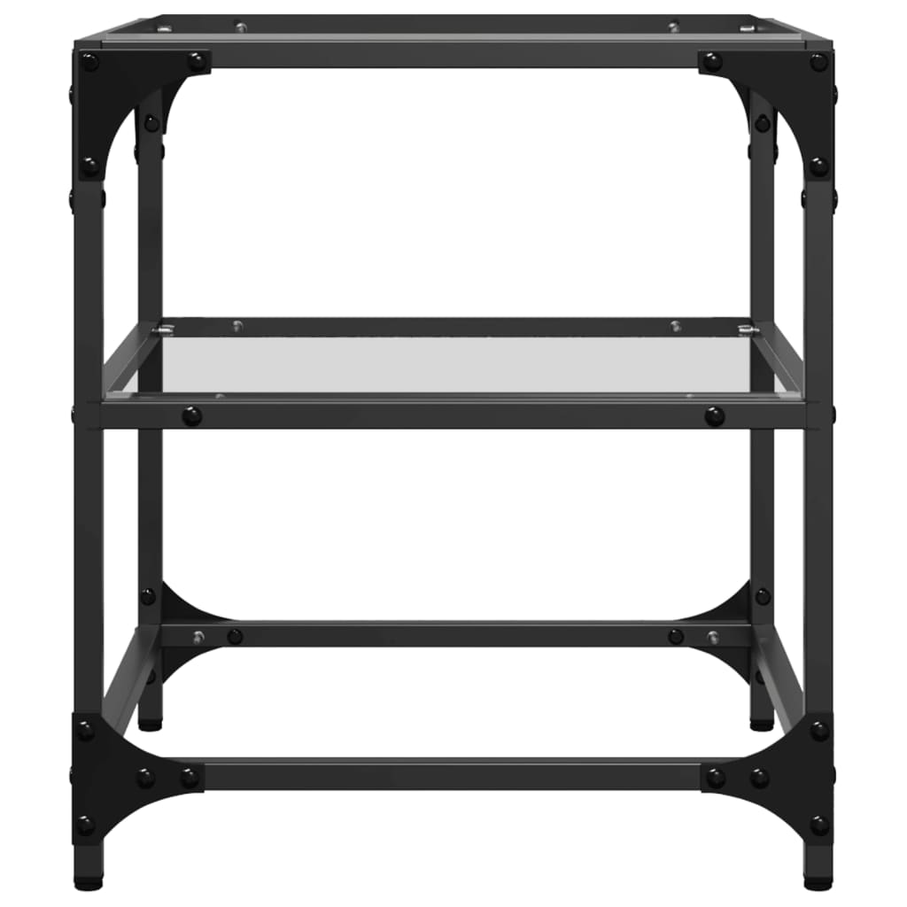 Mesa de centro c/ topo em vidro transparente 40x40x45 cm aço