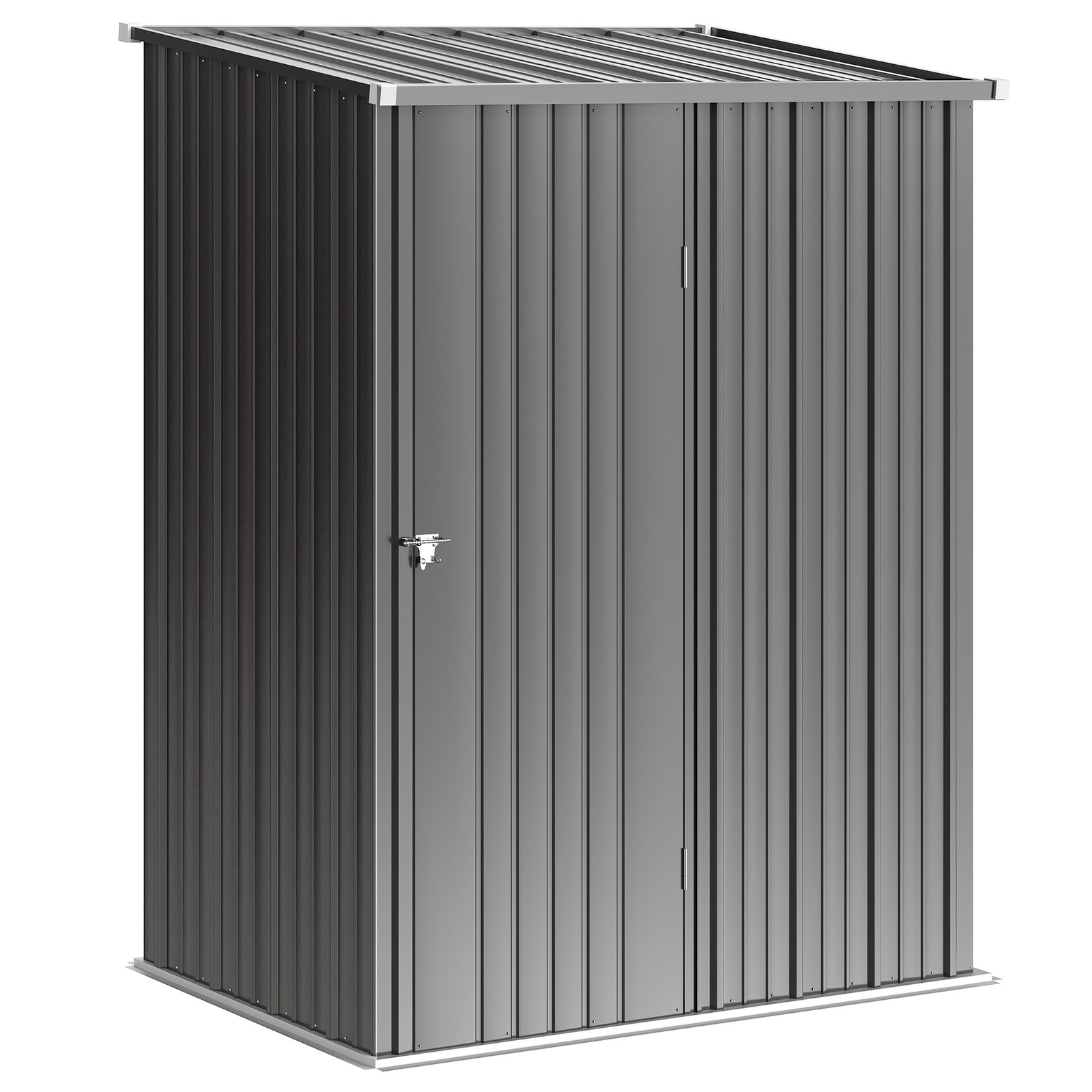Abrigo de Jardim 1,34m² 161,5x94,5x196 cm Abrigo de Exterior de Aço Galvanizado com Porta e Fechadura Preto