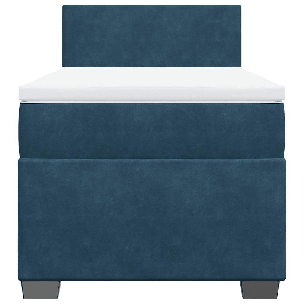 Cama com molas/colchão 100x200 cm veludo azul-escuro
