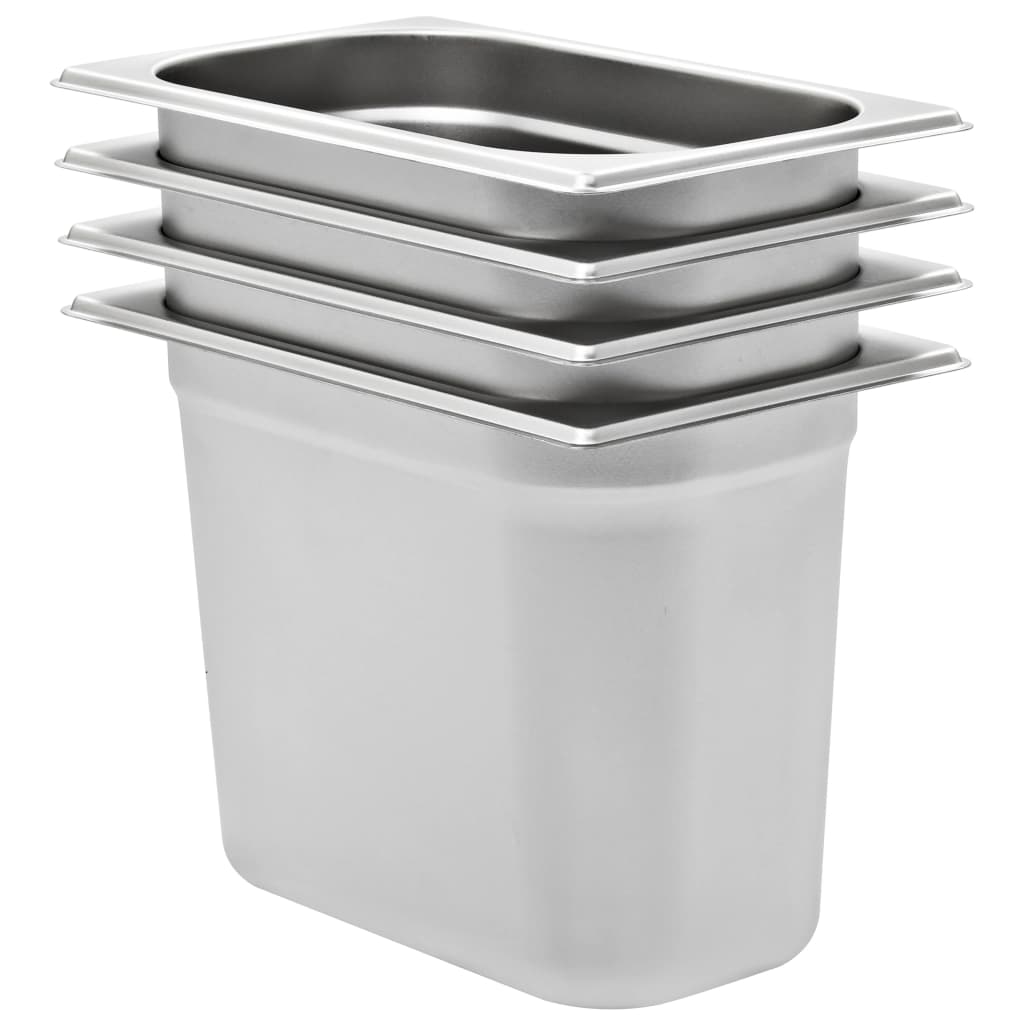 Recipientes gastronorm 4 pcs gn 1/4 200 mm aço inoxidável
