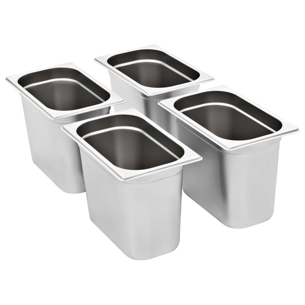 Recipientes gastronorm 4 pcs gn 1/4 200 mm aço inoxidável