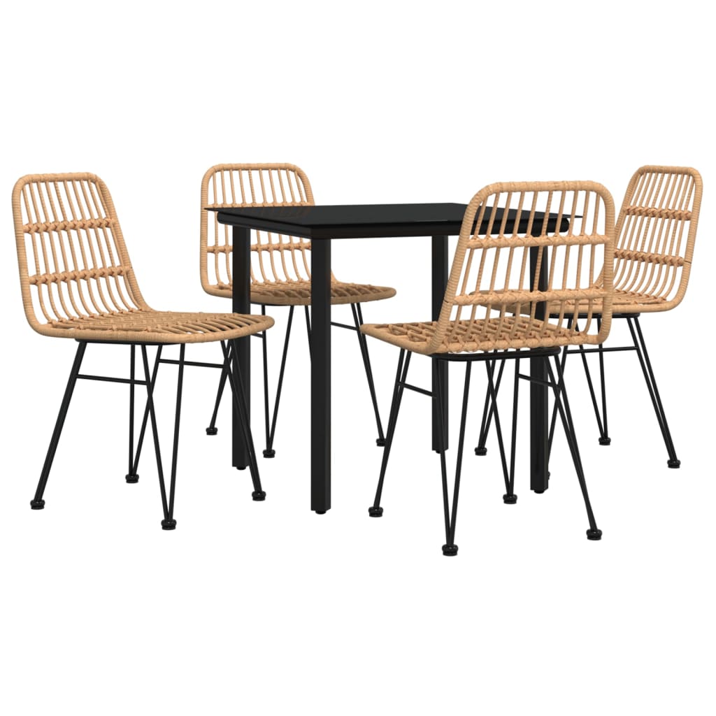 5 Pcs conjunto de jantar p/ jardim vime PE