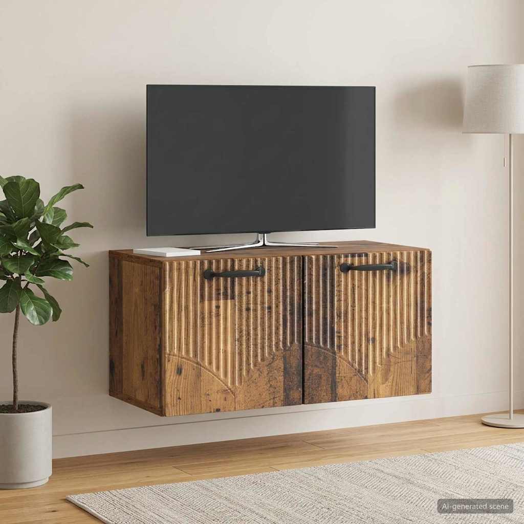 Gabinete de TV de parede madeira antiga 59,5 x 31 x 30 cm