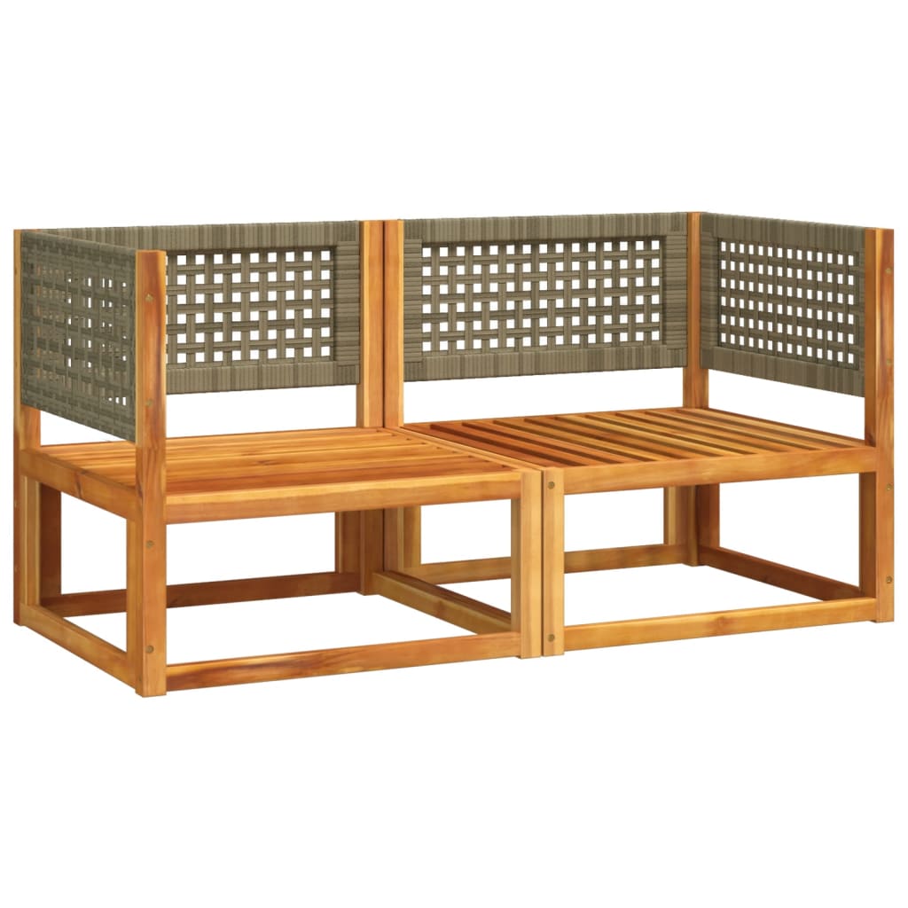 Sofás de canto de jardim com almofadas 2 peças madeira acácia e rattan