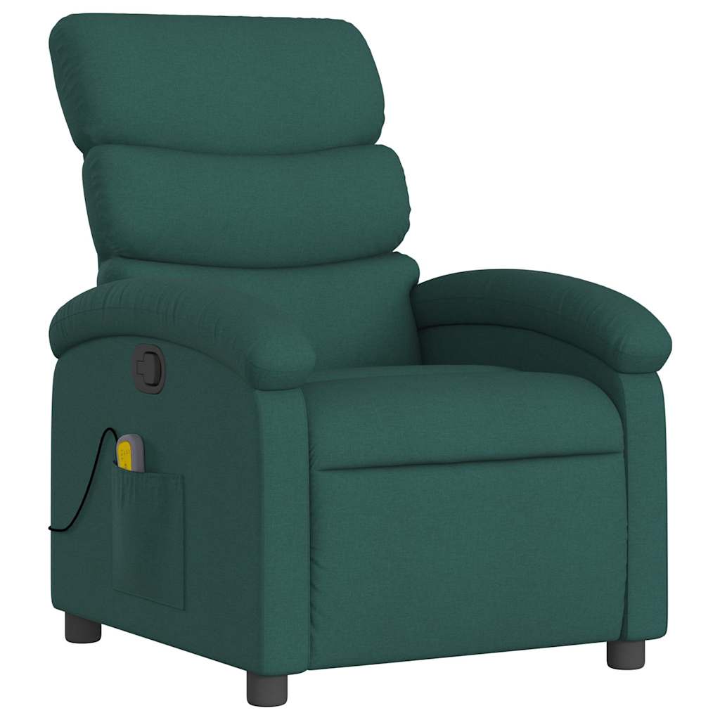 Poltrona de massagens reclinável tecido verde-escuro