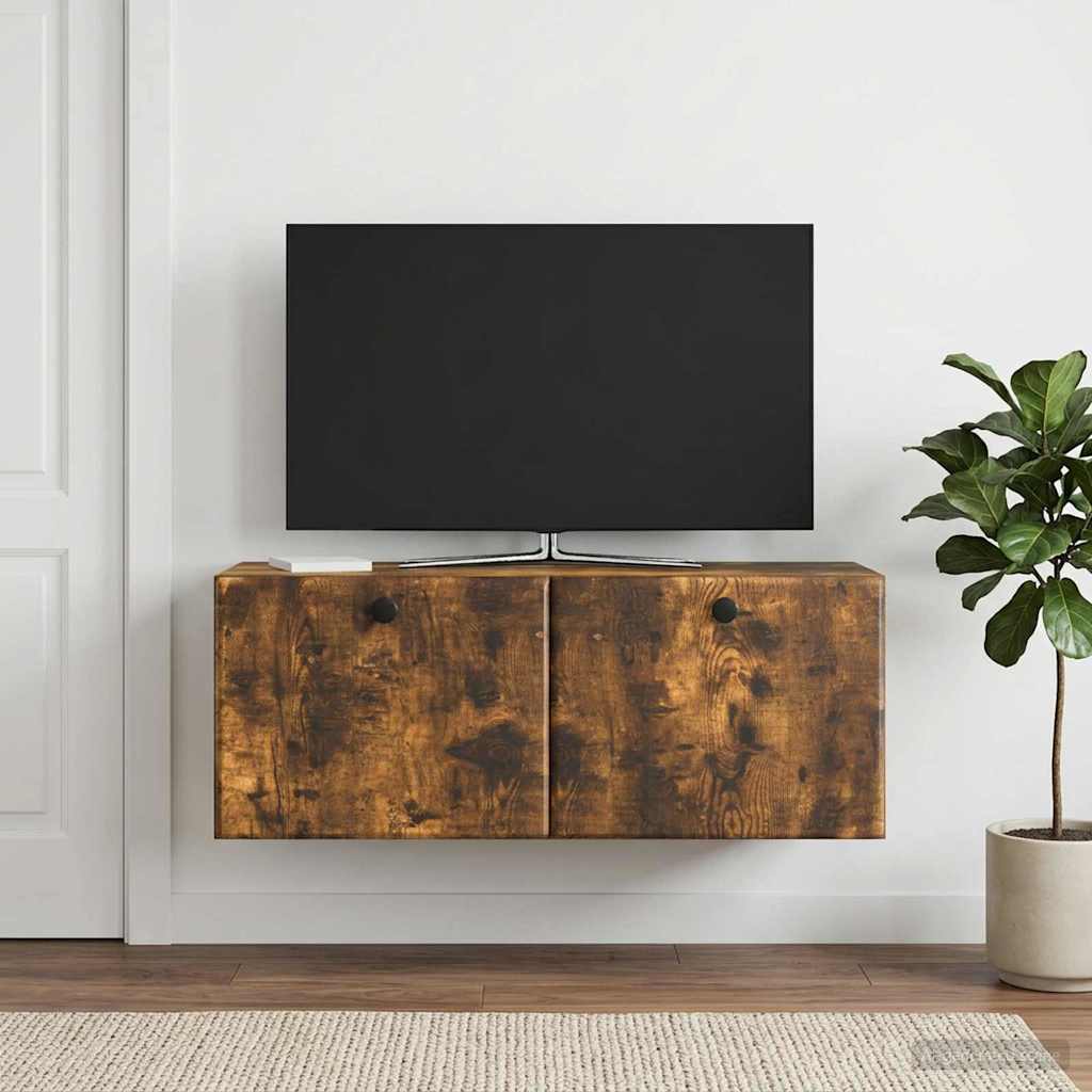 Gabinete de TV de parede 78,5 x 31 x 30 cm carvalho fumado