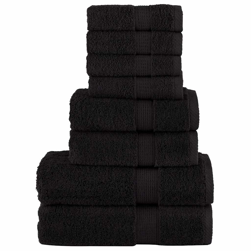 8Pcs conjunto toalhas banho premium solund 600 gsm preto