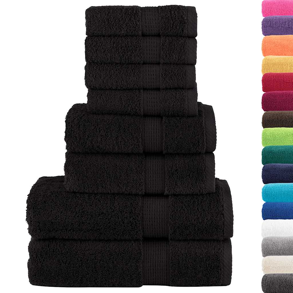 8Pcs conjunto toalhas banho premium solund 600 gsm preto